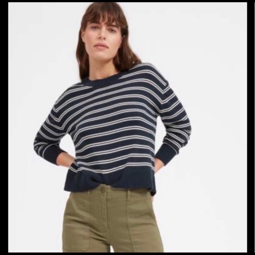 EVERLANE Soft Cotton Square Crew Sweater Striped